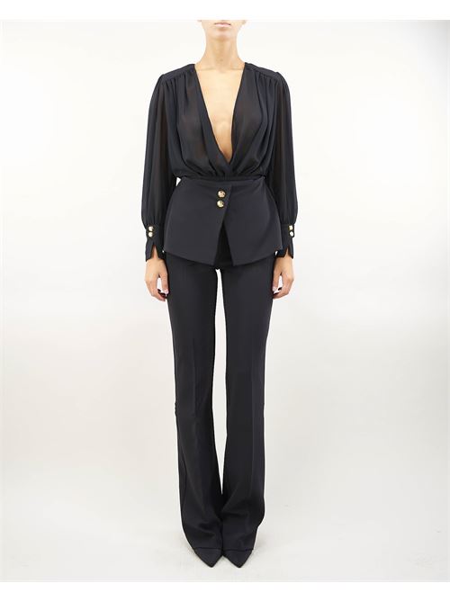 Crepe jumpsuit with georgette blouse and peplum Elisabetta Franchi ELISABETTA FRANCHI | Suit | TU00847E2110